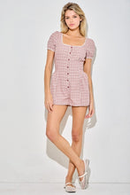 Load image into Gallery viewer, Ivory/Red Gingham Square Neck Button Romper
