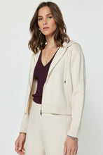 Load image into Gallery viewer, Ivory LS Zip Up Cropped Sweater Hoodie