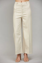 Load image into Gallery viewer, Ecru Tuck Detail Leather Flare Pants