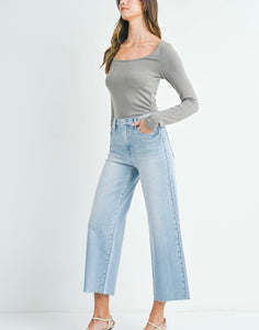 JP Light Denim Scissor Cut Wide Leg Jean