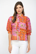 Load image into Gallery viewer, Fuchsia Multi Print Balloon SS Blouse