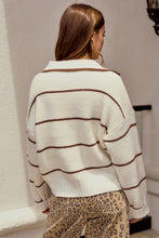 Load image into Gallery viewer, Latte/Ivory Relaxed Striped Sweater