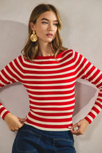 Load image into Gallery viewer, Red Striped Soft LS Sweater Top