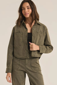 Z Supply Olive All Day Cropped Washed Jacket