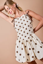 Load image into Gallery viewer, Cream/Brown Polka Dot Bubble Hem Dress