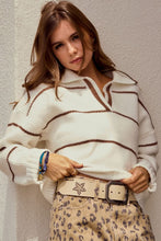 Load image into Gallery viewer, Latte/Ivory Relaxed Striped Sweater