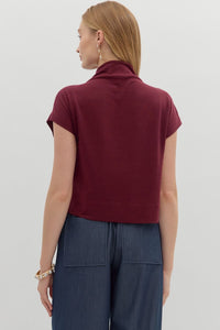 Knit Mock Neck SS Top