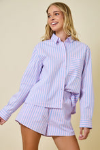 Load image into Gallery viewer, Pink/Blue Striped Button Down + Boxer Short Set