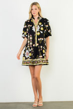 Load image into Gallery viewer, Black Puff Slv Floral Dress (THML)