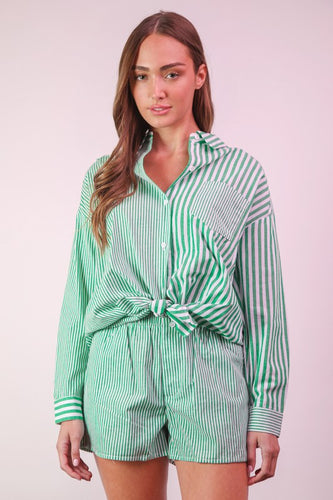 Green Striped LS + Short Set
