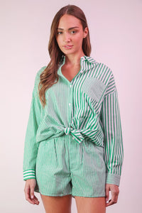 Green Striped LS + Short Set