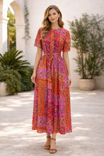 Load image into Gallery viewer, Fuchsia Multi Print Belted Maxi Dress