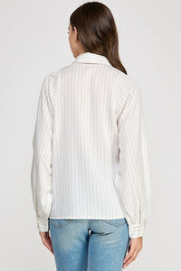 Off White Striped Button Down Shirt