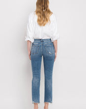 Load image into Gallery viewer, FM Denim HR Distressed Hem Slim Straight Jean