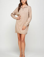 Load image into Gallery viewer, Sand LS Zipper Knit Dress