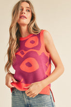 Load image into Gallery viewer, Orange/Magenta Floral Sweater Vest