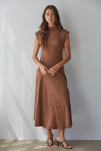 Load image into Gallery viewer, Brown Ribbed/Suede Maxi Dress