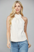 Load image into Gallery viewer, Ivory Leather Criss Cross Slvls Top