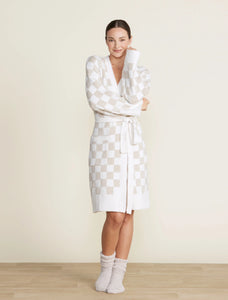 Barefoot Dreams CC Cotton Checkered Robe-Oatmeal/Cream