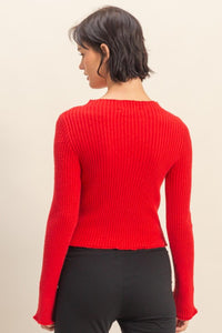 Red LS Knit Top