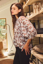 Load image into Gallery viewer, Blue/Maroon Printed Ruffled Blouse