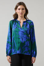 Load image into Gallery viewer, Emerald Multi Floral Satin Blouse