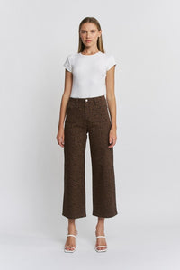 Earth Leopard HR Crop Wide Leg Patch Pocket Jean