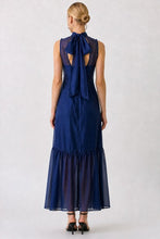 Load image into Gallery viewer, Navy Organza Halter Maxi Dress