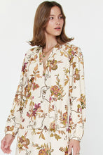 Load image into Gallery viewer, Mauve Corduroy Floral Split Neck LS Blouse
