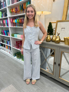 Blue Striped Vest + Pant Set
