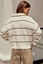 Load image into Gallery viewer, Latte/Ivory Relaxed Striped Sweater