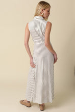 Load image into Gallery viewer, Off White Striped Maxi Shirt Dress