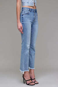 Hidden 27” Inseam Happi HW Crop Flare Jean-Light Wash