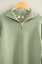 Load image into Gallery viewer, Sage Green Half Zip Pullover