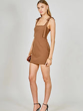 Load image into Gallery viewer, Brown Bow Tie Scoop Neck Dress