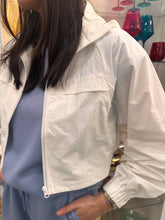 Load image into Gallery viewer, White Cropped Windbreaker Hoodie