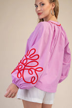 Load image into Gallery viewer, Pink Contrast Detail Puff Slv Blouse