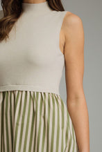 Load image into Gallery viewer, Cream Knit Slvls Green Striped Maxi Dress