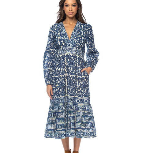Kasumi Navy Printed LS Dress