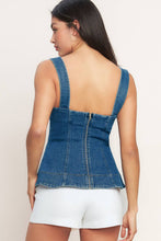 Load image into Gallery viewer, Med. Denim Gold Button Detail Top