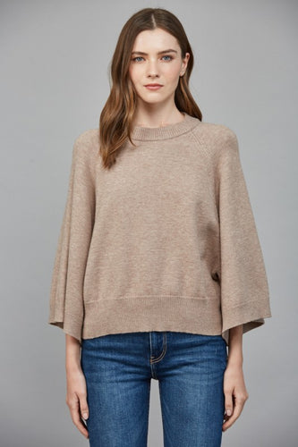 Soft Mocha Raglan Slv Crew Neck Sweater