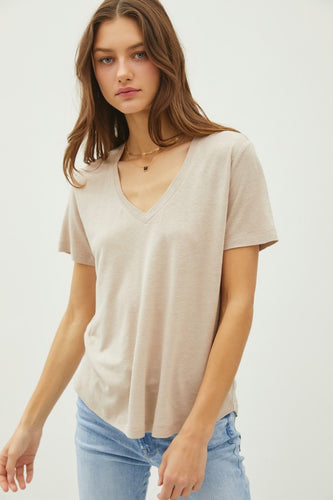 Khaki Ultra Soft V-Neck Tee