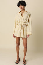 Load image into Gallery viewer, Yellow Striped Drawstring Shirt Romper