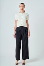 Load image into Gallery viewer, Cream SS Gold Button Cardigan Top