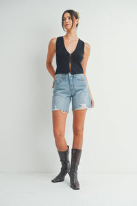 JP Light Denim Distressed Walking Short