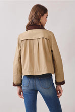 Load image into Gallery viewer, Khaki Contrast Corduroy Zip Up Cropped Jacket
