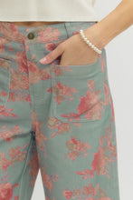 Load image into Gallery viewer, Blue/Pink Floral HW Denim Pants