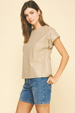 Load image into Gallery viewer, Taupe Leather Cap Slv Top