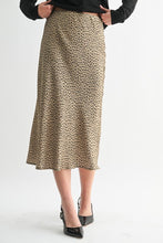 Load image into Gallery viewer, Taupe Leopard Satin Skirt