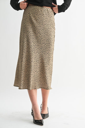 Taupe Leopard Satin Skirt